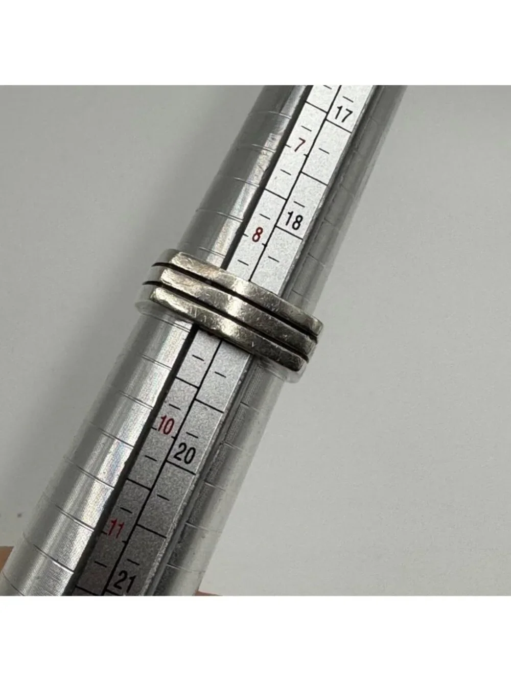 Squared Etched Design Band Sterling Silver 925 Ring Size 8.75